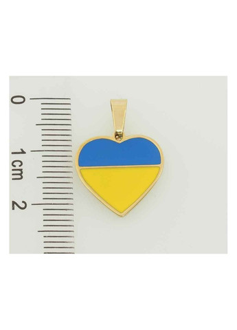 Кулон TTM Stainless Steel Колір 14К "Серце в кольорах прапора України Емаль" для ланцюжка до 4мм (185155) Xuping Jewelry (363327637)