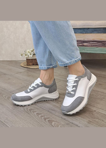 Кросівки жіночі комбіновані на шнурівці. Колір сірий, білий. 39 розмір Vasha para комбіновані демісезони (303931843)
