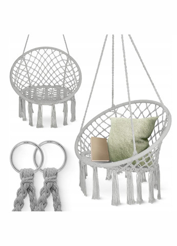 Крісло-гойдалка Boho Dream 80 см підвісна, плетена Grey (P-5905973404525) 4FIZJO (333652162)