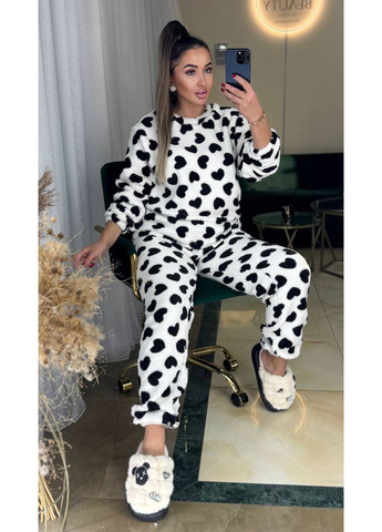 Чорно-білий демісезонний жіночий домашній костюм No Brand