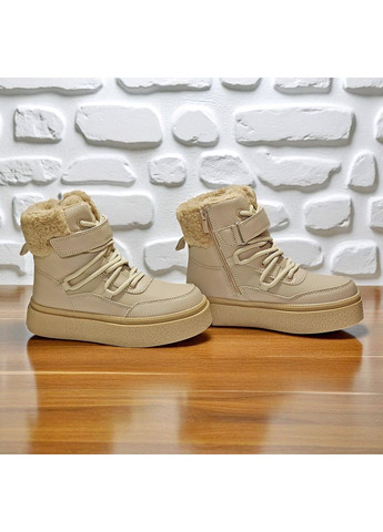 Бежевые спортивные, повседневные, кэжуал зимние зимние ботинки для девочки,зимние ботинки для подростка,зимние хайтопы для девушки,хайтопы для подростка клиби Clibee