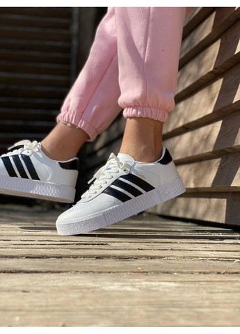 КРОСІВКИ ЖІНОЧІ ADIDAS SAMBA WHITE BLACK АДІДАС САМБА No Brand чорні демісезони (369393338)