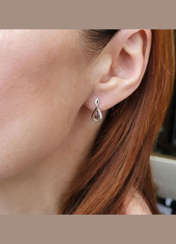 Серебряные серёжки (пара) серьги с Белыми камнями серебро 925 пробы покрыто родием 1561 1.53г No Brand (306741862)