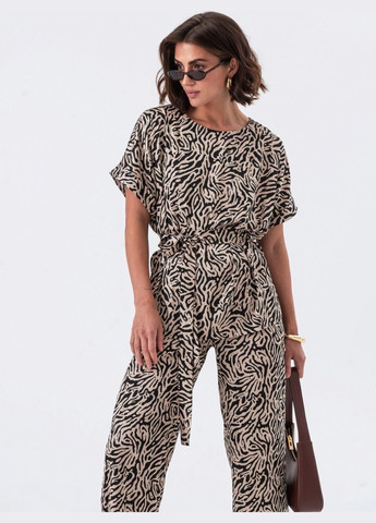 принтований костюм з брюками та блузкою бежевий Dressa (301535411)