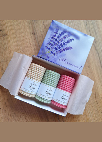 Свічки з вощини у подарунковій коробочці 3 шт. по 8,5 см Натхнення! Царство Меду (324627642)