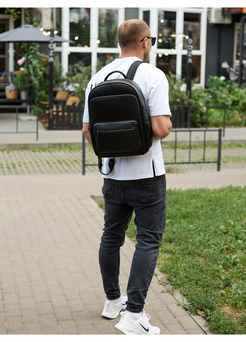 Шкіряний чоловічий рюкзак класичний чорний з натуральної шкіри якісний 68932 Tiding Bag (352308203)