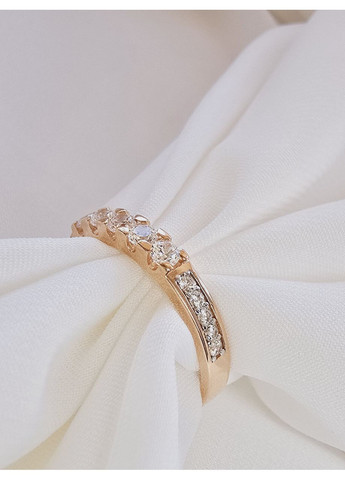 Золотое кольцо с фианитами, красное золото 585 пробы (17.5р) 1401108-1к Столична Ювелірна Фабрика (355795709)