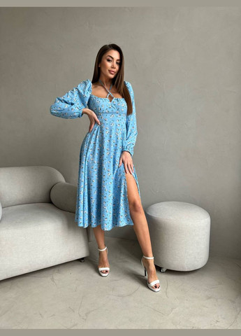 Блакитна жіноча сукня із софту колір блакитний р.46/48 453064 New Trend