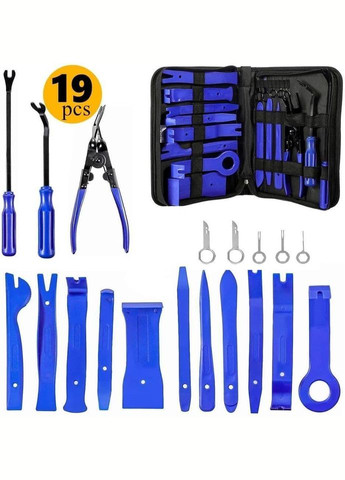 Набір автомобільних знімачів 19 в 1 інструменти для розбирання салону в чохлі, синій (R051378) Bluefield (322503435)