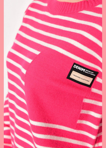 Рожевий зимовий светр жіночий в смужку рожевого кольору пуловер Let's Shop