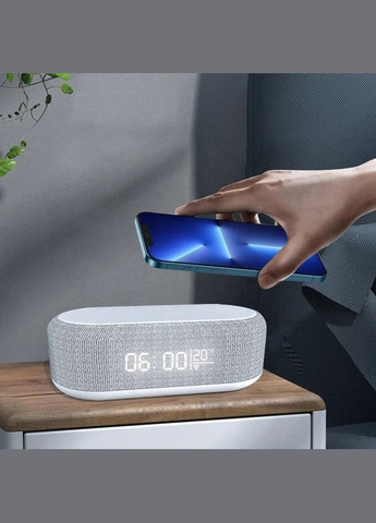 Часы электронные настольные с беспроводной зарядкой, термометром, LED подсветкой для iPhone, Android 4 в 1 (YZ-6) ORIGINAL (302975718)