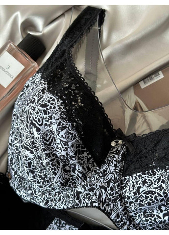 Черный комплект хлопковый бюстгальтер на косточках трусики слипы 11848 черно-белый Lanny Mode