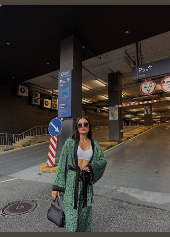 Жіночий костюм двійка: кімоно на запах та брюки зі штучного шовку MonCher (334676369)