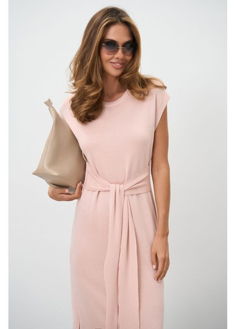 Пудровое повседневный женское платье удлиненное прямого силуэта (2869) Triko Bakh