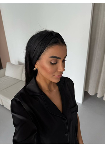 Черная всесезон женская пижама | чёрная рубашка + шорты Vital-Textile 1003/Т8