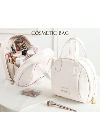 Косметичка - сумка зі штучної шкіри у формі черепашки, містка та зручна Бежева No Brand (371644623)