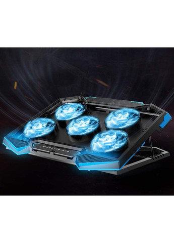 Охлаждающая подставка для ноутбука NUOXI BFX1 17" | 5 вентиляторов | Регулировка угла | LED-подсветка | USB-хаб | Синий China (351854919)