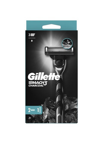 Бритва Mach3 Charcoal Древесный уголь С 2 сменными картриджами (8700216074308) Gillette Mach3 Charcoal Деревне вугілля З 2 змінними картри (349822789)