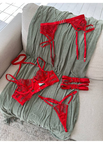 Красный балконет комплект женского белья | нежный кружевной, красное соблазнение Vital-Textile с косточками полиэстер