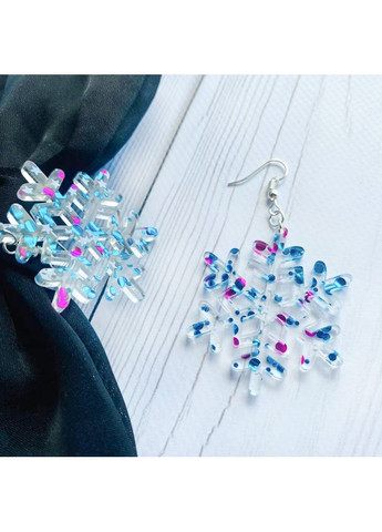 Серьги Снежинка с сине-розовыми блёстками CASE CONTROL (360695988)