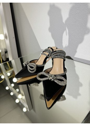 No Brand Женские туфли праздничные атласные с бантами 8 см, цвет Черный лодочки черный з текстиль, — лето (322414758)