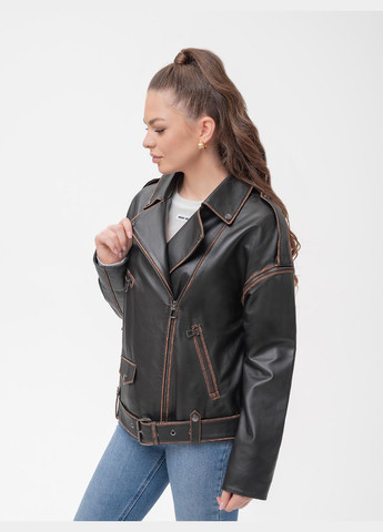 Коричневая демисезонная женская кожаная куртка весна Fabio Monti