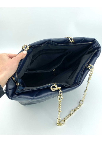 Жіноча сумка темно-синя екокожа для повсякденного використання сумочка на блискавці з плечовим ременем ProDobro (367266658)