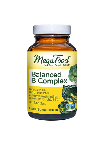 Витамины и минералы Balanced B Complex, 30 таблеток MegaFood (293340291)