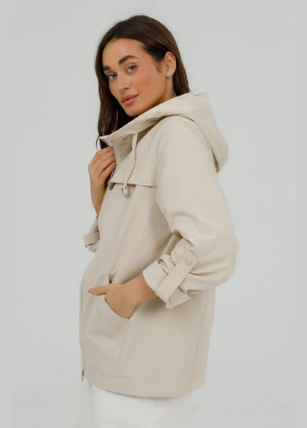 Бежева зимня куртка-вітрівка plus size Lora