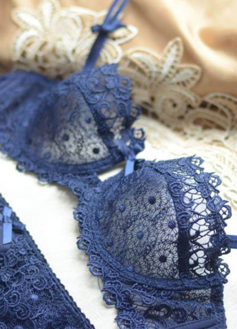 Синий демисезонный женский кружевной комплект белья melissa melissa белый (7093) FS