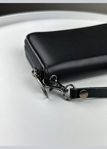 Шкіряний клатч-гаманець із натуральної гладкої шкіри SV002 (чорний) No Brand (293337540)