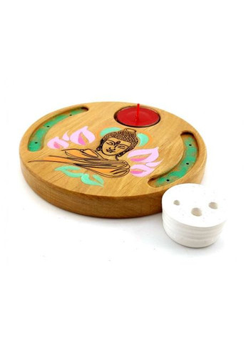 Подставка под аромат "Будда" (d14смh1,8см) дерево,различное покрытое эмалью и лаком,массив дерева No Brand (316717860)