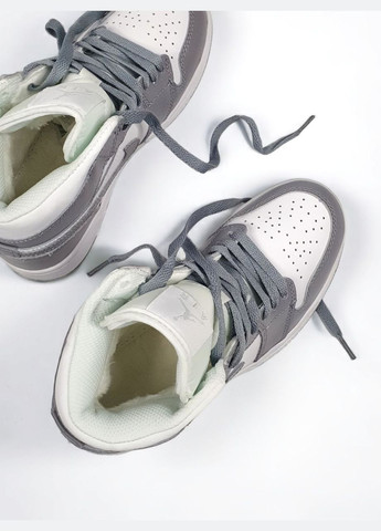 Кроссовки зимние женские Nike Air Jordan 1 high winter gray white fur | Найк Аир Джордан 1 высокие серые белые с мехом No Brand серые зима (308072596)