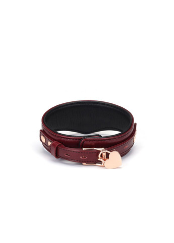 Кожаный ошейник с поводком Wine Red Curved Collar, замок-сердечко - CherryLove Liebe Seele (339868107)