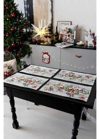 Гобеленовая салфетка с велюром Снежная зима 30х50 см новогодняя салфетка для стола стильный декор ProDobro (369377978)