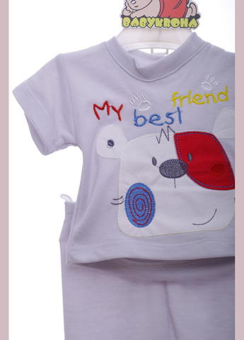 Серая пижама с футболкой для мальчика трикотажная best frend серая см (41812) Murat baby