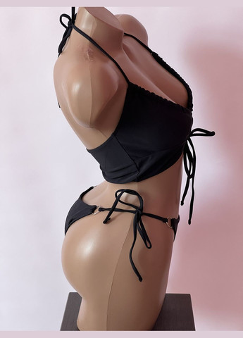 Черный демисезонный женский раздельный купальник на завязках (арт.6091) No Brand