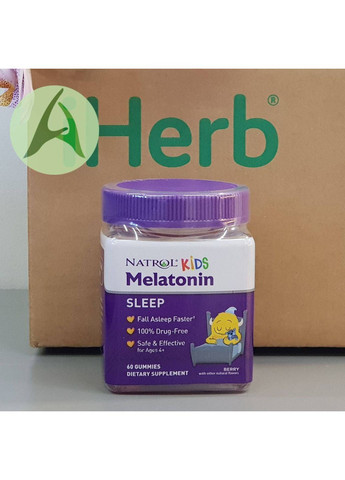 Kids, мелатонін для дітей віком від 4 років, малина, 1 мг, 60 жувальних мармеладок Natrol (361858579)