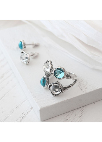 Кільце срібне Ліриди mix Aqua Bohemia 925 17.5 розмір Skifska Etnika (364202845)
