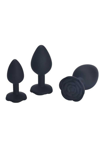 Чорна силіконова анальна пробка "Роза" - 7*2,8 см (S) — Анальні іграшки No Brand (288538388)
