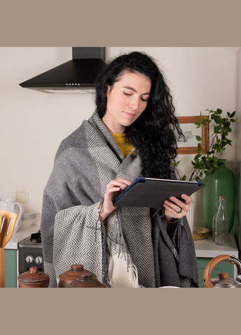 Плед Мериносовий Клітка біл-св.сер-тем.сер 140 x 200 см Love You (306459381)