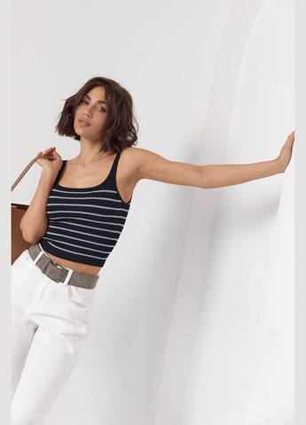 Короткая полосатая майка в рубчик Lurex — 327088234