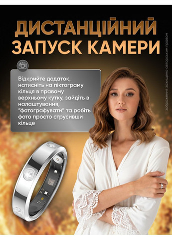 Смарт кільце з трекером розумне водонепроникне фітнес-кільце перстень для вимірювання кроків пульсу сну кисню в крові Розмір 10 Ring x2 (362971074)