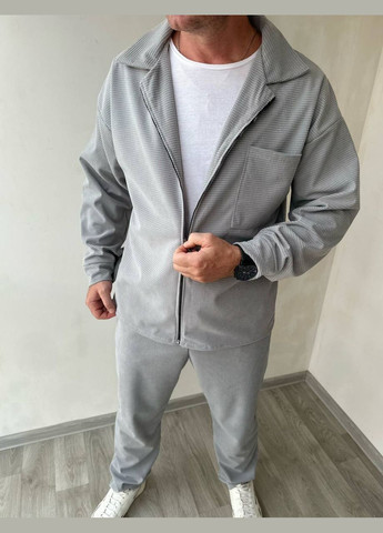Серый демисезонный костюм вельвет-кубик высококачественный материал No Brand