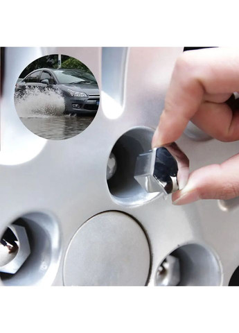 Ковпачки на колісні болти. 17мм Захисні заглушки на болти гайки для дисків. 20шт+ключ. Сріблясті No Brand (352720237)