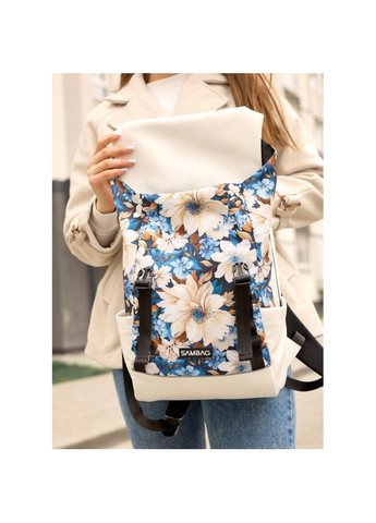 Женский рюкзак Aura белый с принтом. Sambag (329692755)