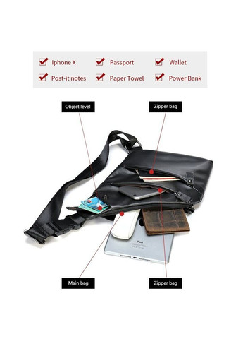 Мужская сумка через плечо из натуральной кожи с боковой молнией Vintage черная (sku_14997) No Brand (328922439)