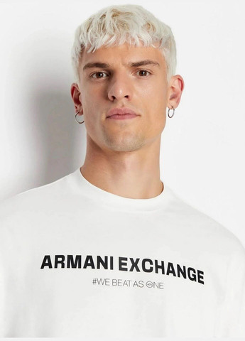 Біла футболка чоловіча з коротким рукавом Armani Exchange We Beat As One