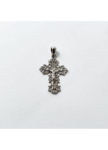 Срібний Ажурний Хрестик хрест із розп'яттям срібло 925 проби Родоване 283 1.25г No Brand (351851431)