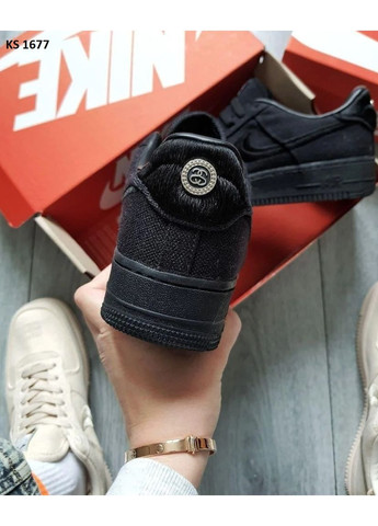 КРОССОВКИ ЖЕНСКИЕ NIKE STUSSY X AIR FORCE 1 LOW BLACK LOW НАЙК No Brand чёрные демисезоны (367177409)